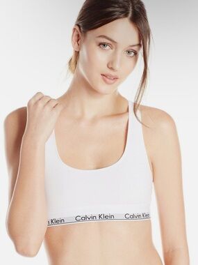 Calvin Klein Women's White Carousel Logo Bralette Size Large